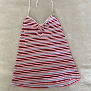 Multi colored tie up halter top